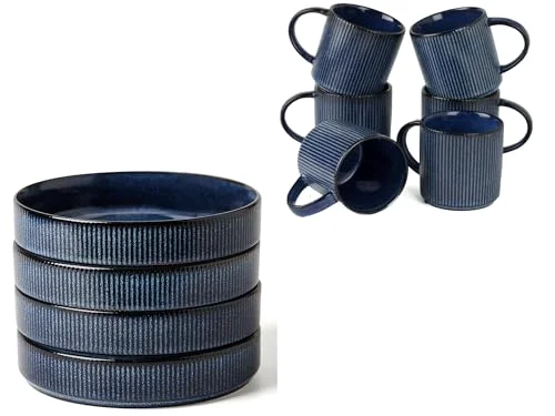 Famiware Nebula 8.25" Pasta Bowl Set and Coffee Mug Set for 6