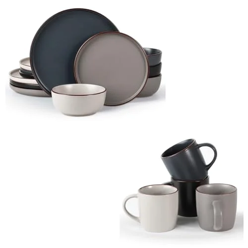 Famiware Mercury 16 Pieces Dinnerware Set with Plates and Bowls