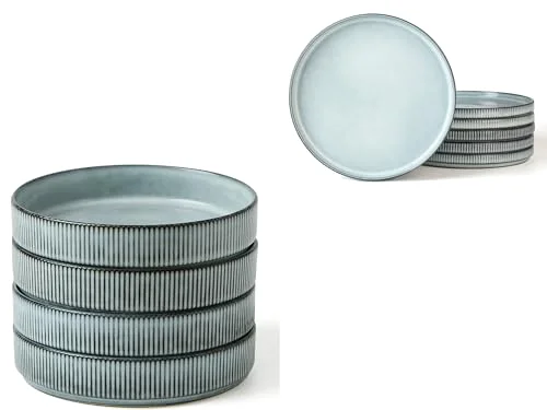 Famiware Smoky 8.25" Pasta Bowl Set and 8" Salad Plates for 6