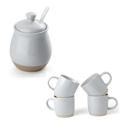 Famiware Milkyway 12 oz Mug Set of 4 and 10 oz Sugar Bowl with Lid and Spoon