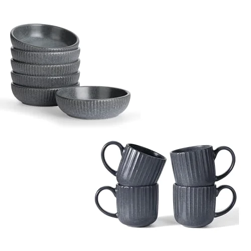 Famiware Coffee Mugs Set of 4 and Ceramic Dipping Bowls Set of 6