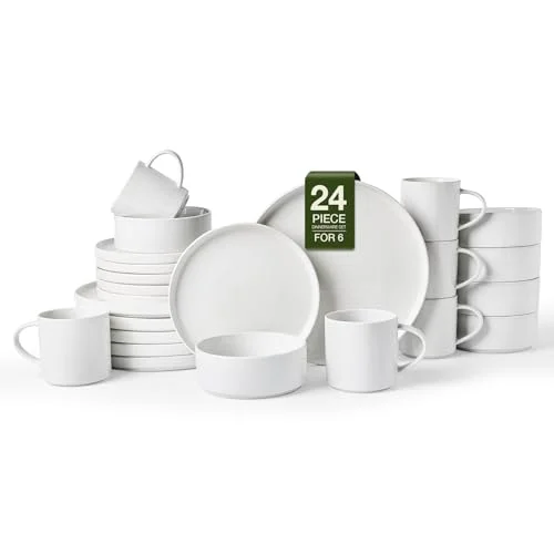 Famiware Nebula 24-Piece Stoneware Dinnerware Set with Mugs