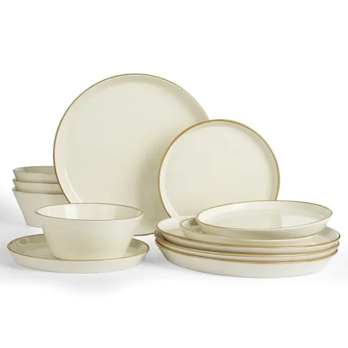 Famiware Saturn Dinnerware Sets, Ceramic Dishes for 4, set of 4