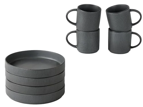 Famiware 7.5" Pasta Bowl Set and Coffee Mug Set for 4