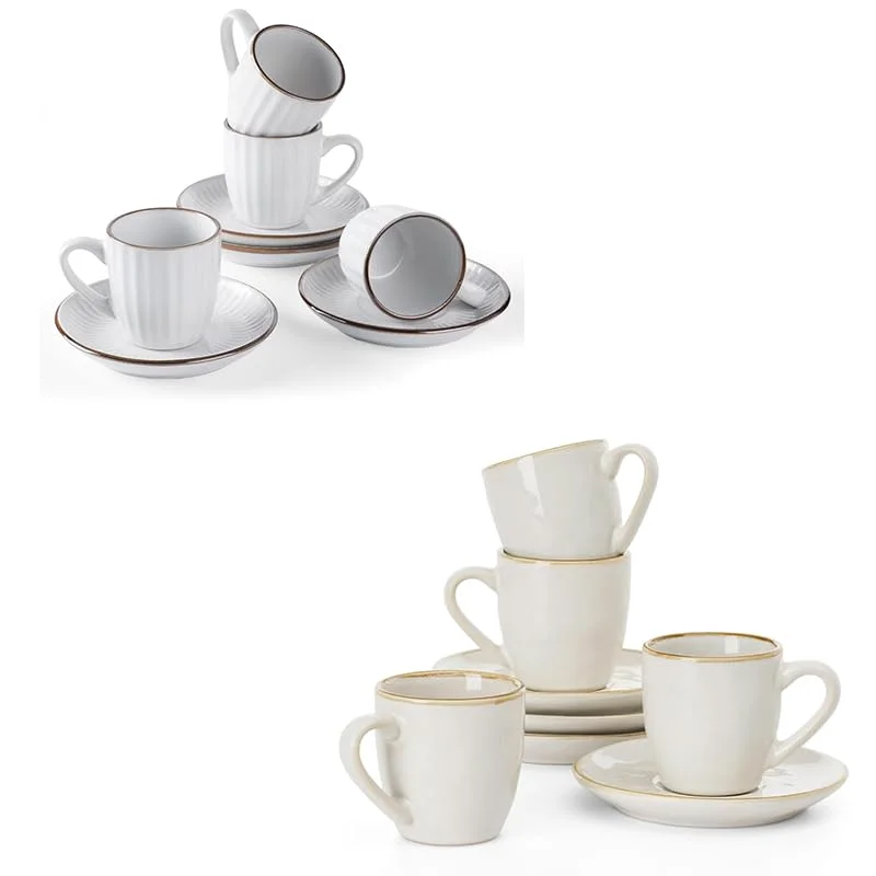 Famiware Ocean 3.34oz Espresso Cup Set and Embossed Espresso Cups