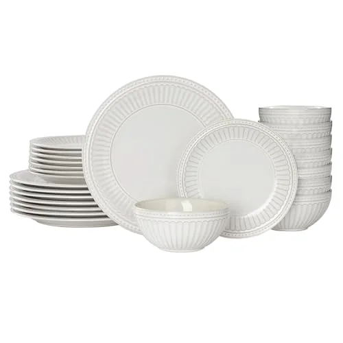 Famiware Ceramic Plates and Bowls Sets, 24-piece for 8