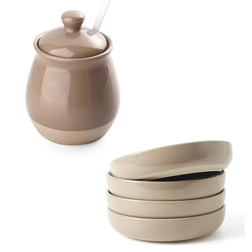 Famiware Milkyway 33 oz Pasta Bowls Set of 4 and 10 oz Sugar Bowl with Lid and Spoon