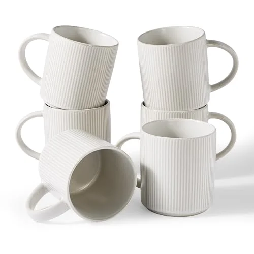 Famiware Star Coffee Mug Set of 6, Matte White