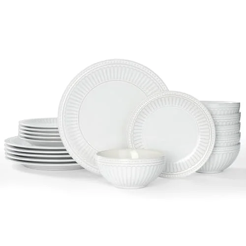 Famiware Ceramic Plates and Bowls Sets, 18-piece for 6