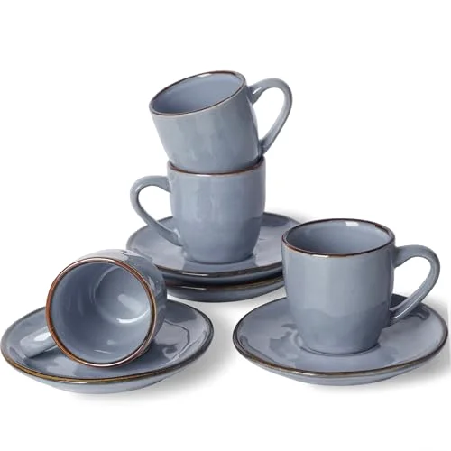 Famiware Ocean 3.34oz Espresso Cups and Saucers