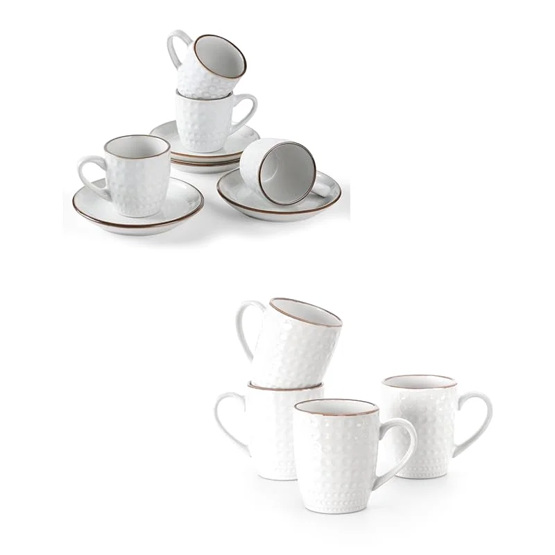 Famiware 14 oz Coffee Mug Set of 4 and 3 oz Espresso Cups