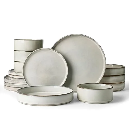 Famiware Annecy 16-Piece Stoneware Plates and Bowls