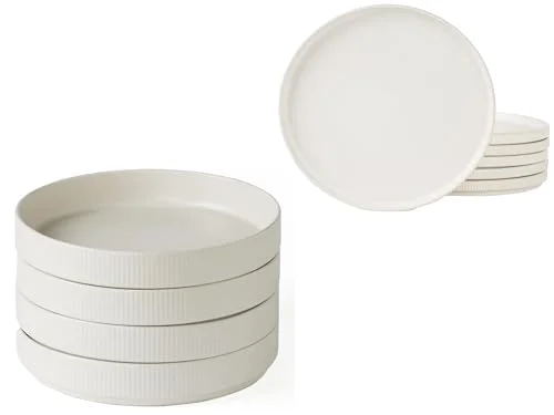 Famiware 8.25" Pasta Bowl Set and 10" Dinner Plates for 6
