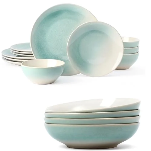 Famiware Glacier Plates and Bowls Sets, 16-piece for 4