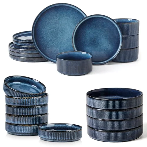 Famiware Star Dinnerware Set for 4 and 8.25" Pasta Bowl Set and 4oz