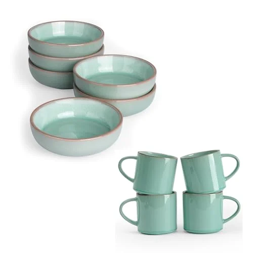 Famiware 14 oz Coffee Mug Set and 3 oz Ceramic Soy Sauce Dish
