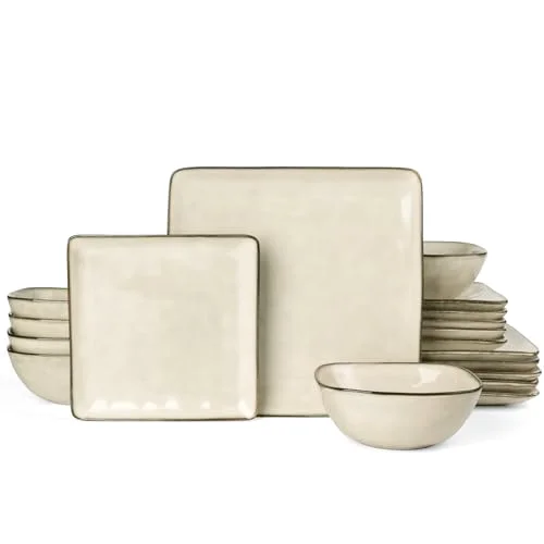 Famiware Ocean Square Ceramic Dinnerware Sets for 6