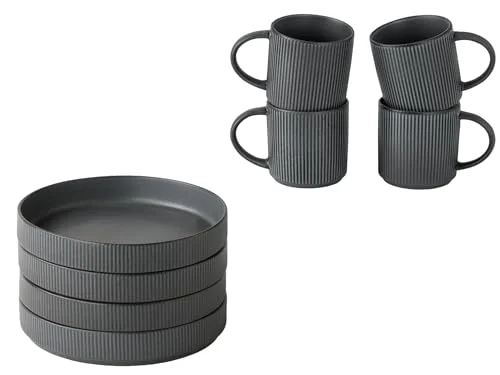 Famiware 8.25" Pasta Bowl Set and Coffee Mug Set for 4