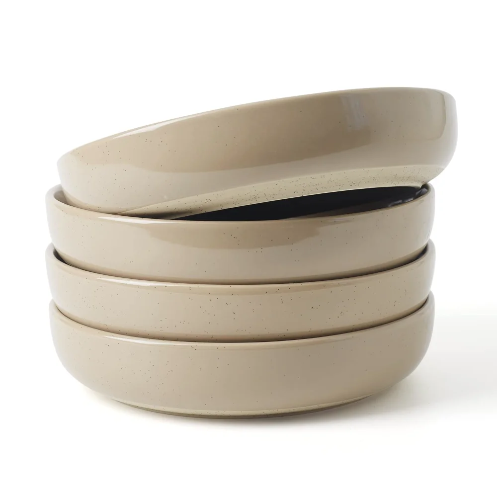 Famiware Milkyway 33 oz Pasta Bowls Set of 4, Cinnamon Brown