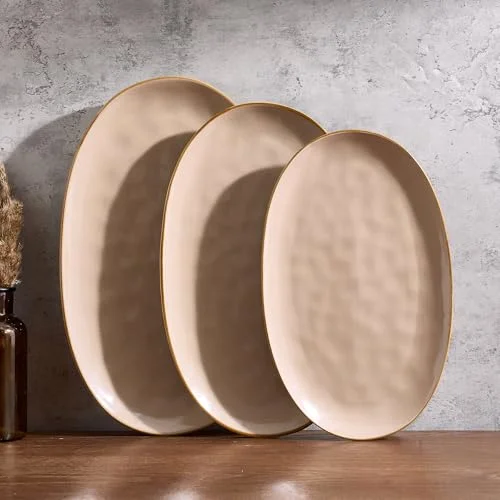 Famiware Ocean Serving Platter, Oval 15.59/14.3/12.9 inch Serving Dishes