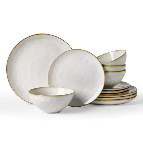 Famiware Ocean Round Ceramic Dinnerware Set for 4