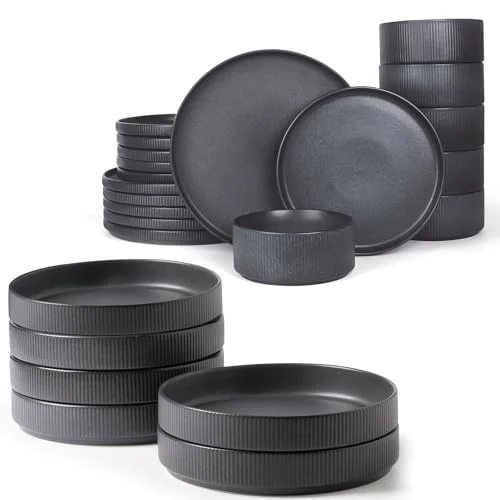 Famiware Star Dinnerware Set with Plates and Bowls, 24-piece for 6