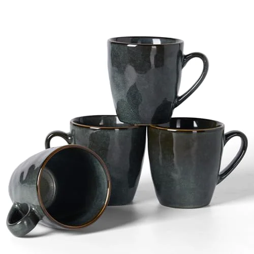 Famiware Ocean Coffee Mug Set of 4, Ocean Round-Deep Forest