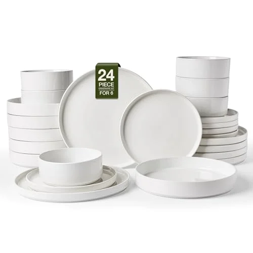 Famiware Nebula 24-Piece Dinnerware Set with Pasta Bowls