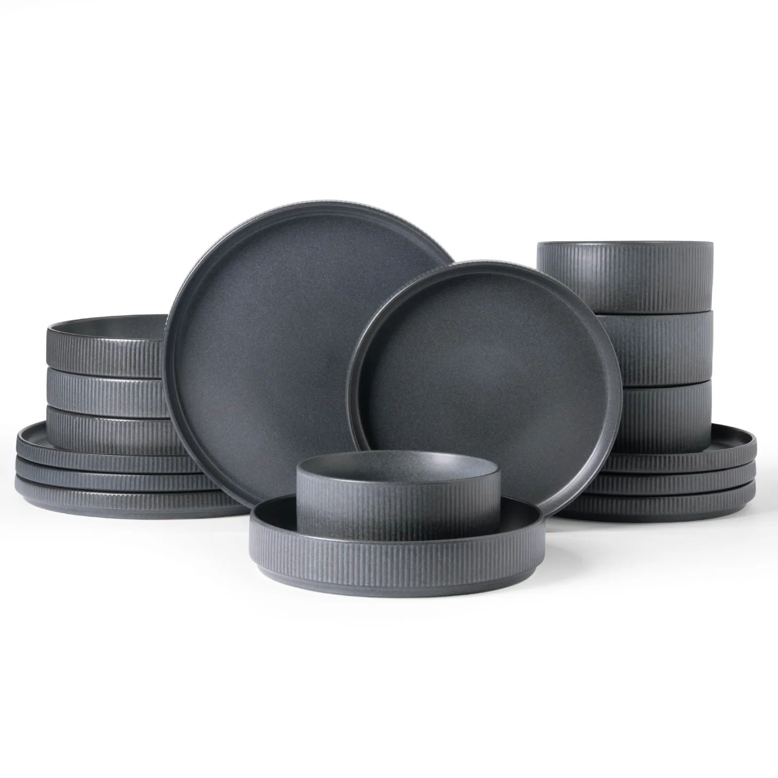 Famiware Star Stoneware Dinnerware Sets with Pasta Bowls, 16-piece