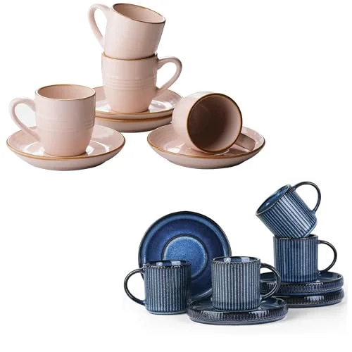 Famiware Star Espresso Cups and Saucers Set and Jupiter Espresso Cups