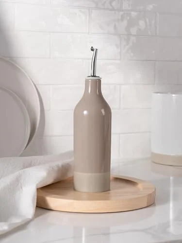 Famiware 16oz Ceramic Oil Dispenser Bottle, Cinnamon Brown