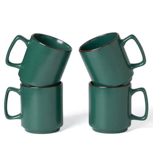 Famiware Nebula Coffee Mugs Set of 4, Dark Green