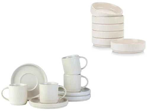 Famiware 4oz Dipping Bowl Set and 3oz Espresso Cups and Saucers Set