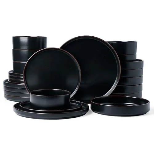 Famiware Nebula Ridge 24-Piece Dinnerware Set with Pasta Bowls