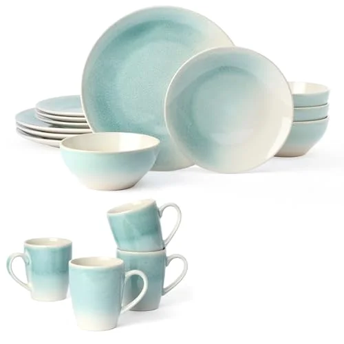 Famiware Glacier Plates and Bowls Sets, 16-piece