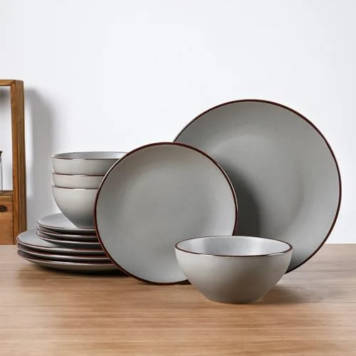 Famiware Venus Plates and Bowls Sets, 12-piece for 4