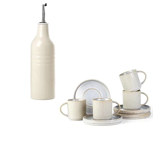 Famiware Espresso Cups and Saucers Set of 4, 16 oz