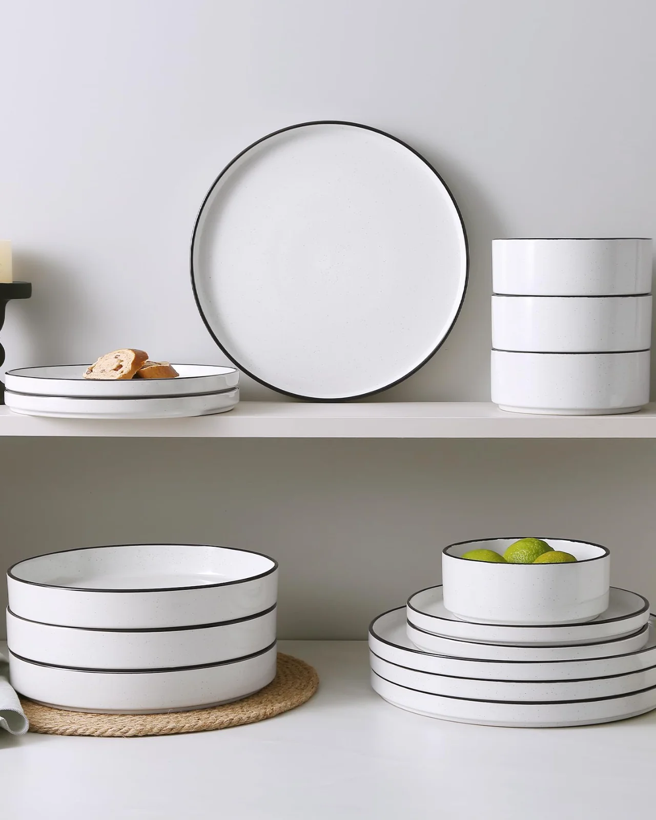 A shelf of Famiware plates and bowls
