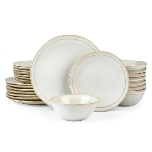 Famiware Stoneware Dinnerware Set for 8, 24-piece