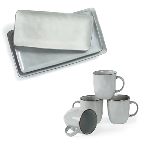 Famiware Ocean Rectangular Serving Platter+Coffee Mugs