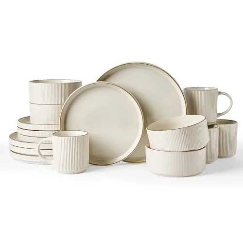 Famiware Star Stoneware Dinnerware Set with Mugs, set of 4